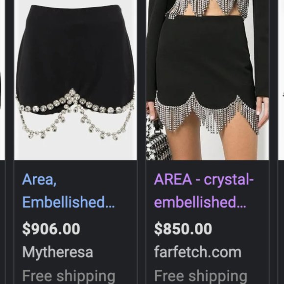 AREA Dresses & Skirts - Area Black Crystal Embellished Wool Skirt - size 6